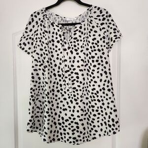 SIMPLEFUN WHITE WITH BLACK DOTS POLYESTER SHIRT SIZE XL